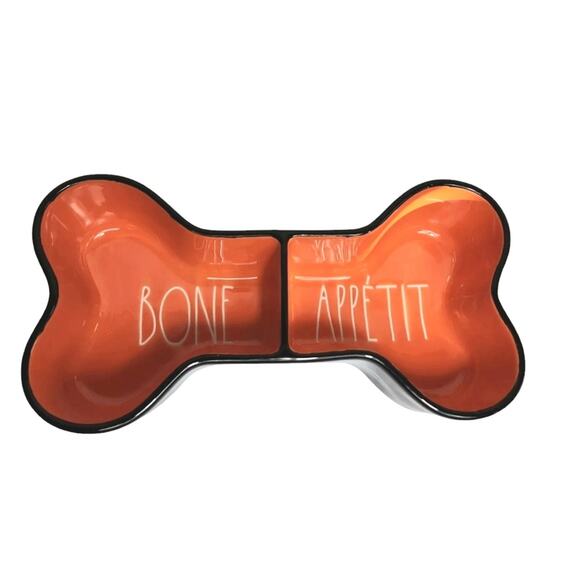 RAE DUNN CERAMIC BONE SHAPED BONE APPÉTIT PET BOWL NEW! - Picture 3 of 6